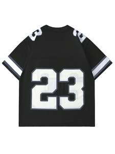 Camiseta de fútbol Boxy Fit Mesh 100% algodón Camiseta para hombre Camiseta de malla de fútbol estampada de ajuste suelto - Product Image 2