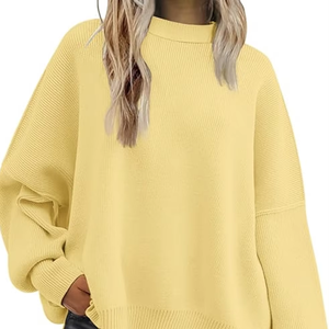 TRENDY <b>CHRISTMAS</b> SWEATER OVERSIZED BATWING <b>WOMEN</b> FALL CREWNECK SIDE SLIT KNITTED PULLOVER TOPS LOOSE CASUAL KNITWEAR - Product Image 1
