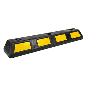 1830mm Premium Rubber Wheel Stopper Parking Curb - Heavy Duty with Yellow Reflective <b>Tape</b> - Product Image 1