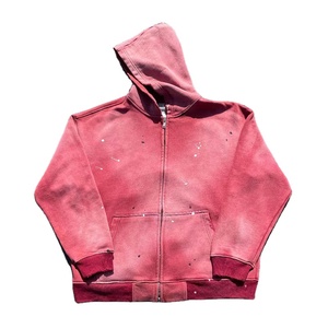Sweat à capuche zippé lavé à l'acide imprimé de haute qualité pour hommes - Product Image 5