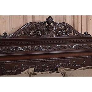 Cama Clásica Antigua Francesa de Madera Maciza Tallada a Mano en Nogal Marrón y Caoba - Modelo BDRDA-90 de Daabadi Furnico, Tamaño Personalizable - Product Image 4