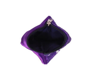 Monedero pequeño personalizado Vintage para mujer, púrpura y blanco, con cuentas de Gameday, cierre de cremallera con cuentas a mano, Idea de regalo única - Product Image 3