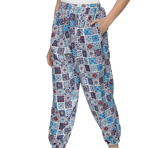 Femmes Boho impression numérique Joggers haut confortable taille libre coton sarouel élastique cordon Baggy Satin plat hiver - Product Image 1