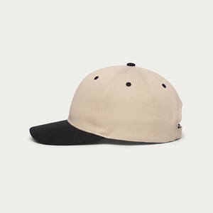 Casquette de baseball ajustée 6 panneaux avec logo brodé, motif géométrique, unisexe, décontractée, beige, visière noire, vente en gros, personnalisable, OEM, faible MOQ - Product Image 2