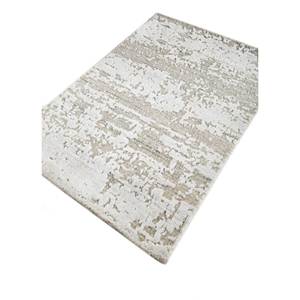 พรมทำมือจากขนสัตว์และใยวิสโคส สีเบจและสีน้ำตาล รุ่น HJWV-7001 รูปทรงสี่เหลี่ยมผืนผ้า ลายเส้นนามธรรม สำหรับใช้ในห้องนั่งเล่นที่บ้าน - Product Image 2