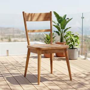 Modern Solid Teak Wood <b>Dining</b> <b>Chair</b> with Gliding Seat and Waterproof <b>Cushion</b> for Home & Outdoor Use - Product Image 2