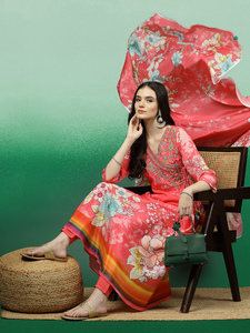 Women's Ready Wear Pure Silk Stylish Sequins Embroidered Anarkali Style Kurti Paired Pants Dupatta Sets Rama Kurtis Rajasthan - Product Image 5
