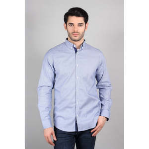 Chemise décontractée à carreaux XAVIER pour homme Unze London, coupe ajustée, taille XL, 100 % popeline, teinte unie, style professionnel - Product Image 1