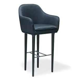 Bar Chair Nordic Tall Counter Furniture Blue PU Leather Back Luxury Modern High Stool Bar Chairs For Bar Table