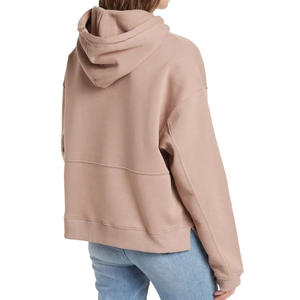 Sudaderas y sudaderas con capucha para mujer Sudadera con capucha de algodón orgánico 100% para mujer Sudaderas con capucha holgadas cortas personalizadas a la venta - Product Image 2