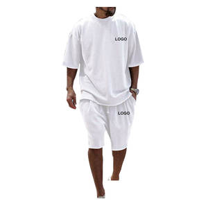 Camiseta informal de verano para hombre, conjunto de camisetas cortas, camisetas sólidas transpirables, bolsillos con cierre de cintura elástica, diseño personalizado térmico - Product Image 6