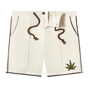 Conjunto de camisa y pantalones cortos de Cabannabis Cabana con rizo de algodón orgánico con hojas bordadas y botones de coco reales - Product Image 2
