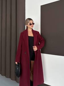 Elegant <b>Burgundy</b> Casual Autumn Regular <b>Trench</b> <b>Coat</b> Regular Sleeve Shirt Collar Double Breasted Polyester/Cotton Reversible - Product Image 1