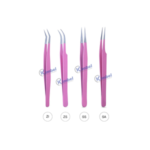Pinzas de extensión de pestañas con punta de fibra de etiqueta privada de embalaje de caja personalizada de acero inoxidable rectas - Product Image 4