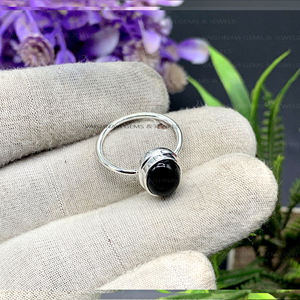 925 Sterling Silver Bezel Setting <b>Black</b> Onyx 8x10mm Oval Gemstone Ring Bohemian Minimalist <b>Jewelry</b> for Women Party - Product Image 3