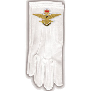 Guantes de algodón masónico bordados a mano cuadrados dorados y brújula - Product Image 5