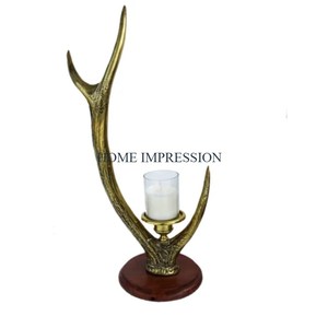 <b>Gold</b> Polished Aluminum <b>Candlestick</b> <b>Holders</b> Set of 2 Christmas Handmade Home Decor Table Decoration - Product Image 3