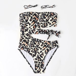 Best Trending Women <b>Plus</b> <b>Size</b> Three Piece Swimsuit <b>Bikini</b> Backless Animal Print High Waist Breathable Quick Dry Summer Beach - Product Image 1