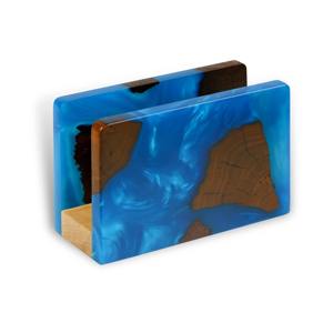 Wooden and Blue Resin <b>Napkin</b> Holder for Dining Table Kitchen Counter Home Decor Guest Serving and Everyday Use From India - Product Image 1