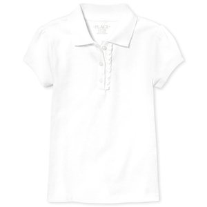 Vestido Escolar con Volantes para Niñas de Childrens Place, Blanco, Suave, Elástico, Tipo Polo, Uniforme para Estudiantes de Primaria, Hecho de Poliéster - Product Image 1
