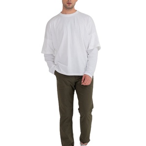 <b>Mens</b> T Shirts Plain Dyed Cotton Long Sleeve Custom Gym Shirt <b>Thermal</b> Sublimation Double Layer Autumn Blank Casual - Product Image 1