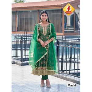 Conjunto de Kurti Anarkali 4 XL, Último Diseño, Georgette Sintética con Bordado y Lentejuelas - Product Image 1