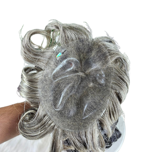 All Skin Natural Indian Remy Hair Deep Wave PU Base Toupee para hombres Piel delgada - Product Image 1