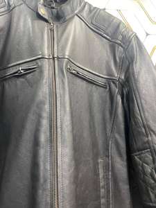 Vestes d'hiver en cuir véritable pour hommes Poignets côtelés - Imperméable Coupe-vent Respirant Col rabattu Fermeture éclair 2 devant - Product Image 6