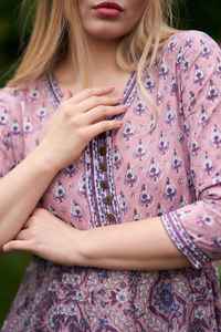 Lila Bohemian Pure Cotton Dress Hand Block Printed Lilac Purple Holiday Summer Ethical Fashion - Product Image 4