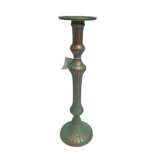 Home Decoration Set of 2 Aluminum Candle Pillar Holder Brown Wood Candle Stand for Wedding Decoration Handmade - Product Image 5