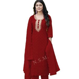 Dernier créateur Ensemble Kurti de travail en organza lourd par Fab Zone Vêtements indiens et pakistanais - Product Image 1