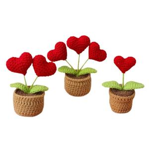 Cross-Border Knitted <b>Wool</b> Heart Potted Plant Artificial Desktop Study Decoration Small Valentine's Day Textile Fabric <b>Craft</b> - Product Image 5