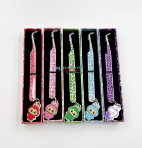 Juego de pinzas para extensión de pestañas con etiqueta privada personalizada, herramientas para pestañas de acero inoxidable recubiertas de papel, caja de pinzas para extensión de pestañas de fibra - Product Image 3