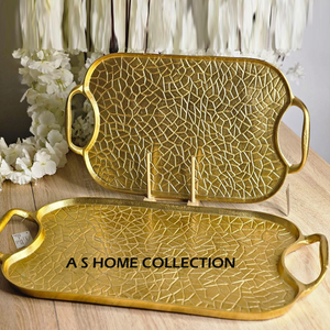 Trang Trí Món Tráng Miệng Khay Với Lá Xử Lý Đúc Nhôm Bạc Khay Đa Năng Phục Vụ Món Ăn Kim Loại Giá Tốt Nhất - Product Image 3