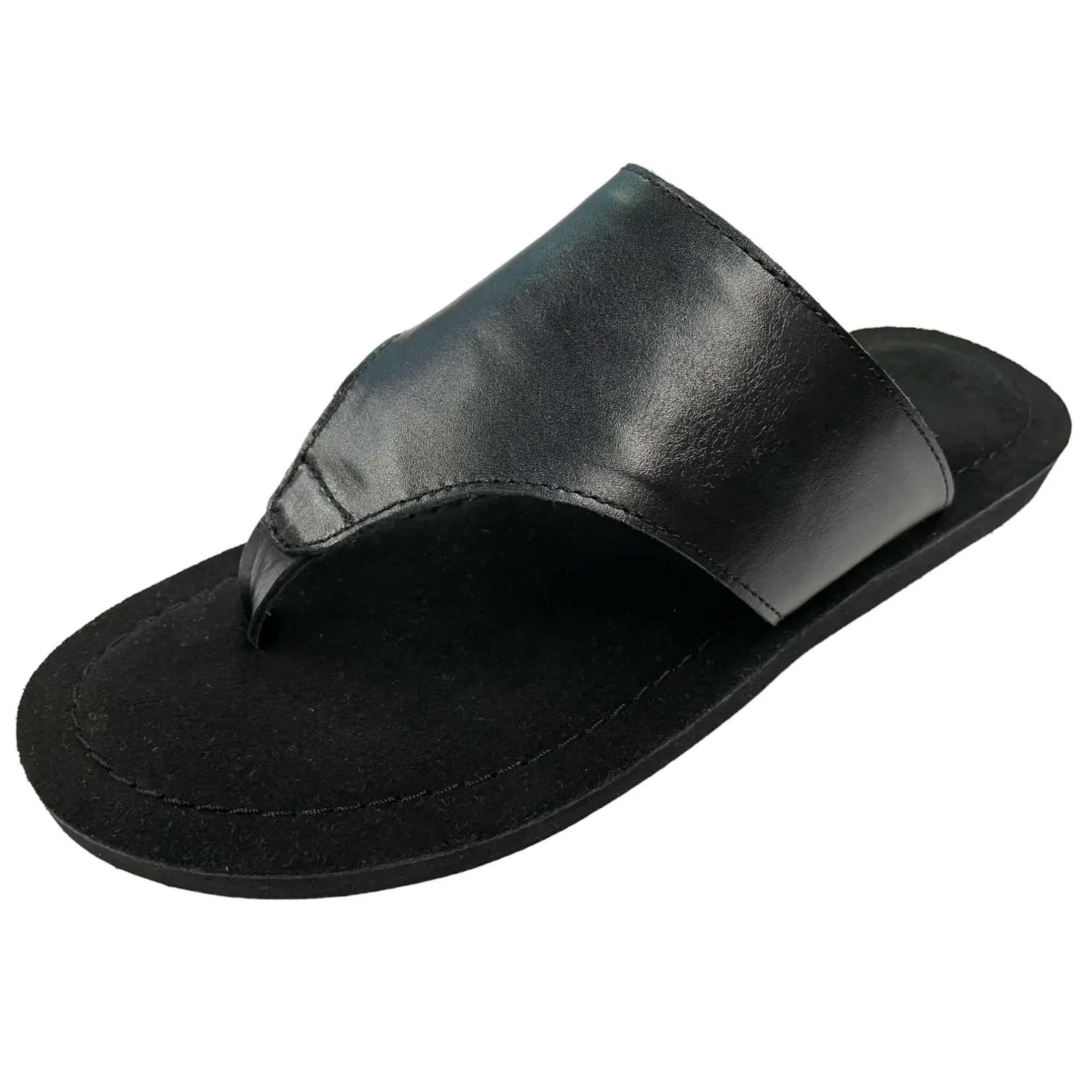 Zapatillas de cuero negro para hombres, chanclas suaves de alta calidad, con Tanga, para caminar, estilo Dailywear, 100%