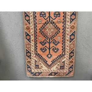 Turkish Small Rug, 2.4x5 ft Vintage Rug, <b>Red</b> <b>Wool</b> Rug - Product Image 2