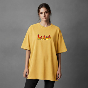 New Arrived 2026 220gsm 100% Cotton Summer Fashionable Regular Fit Solid <b>Yellow</b> Comfortable Custom Silk Screen Printed Appliques - Product Image 1
