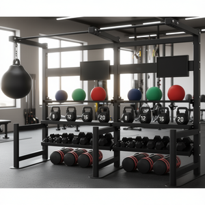 Rack de musculation pliable à 4 niveaux avec barre de traction, hauteur de 107 pouces, conception en 2 sections pour les salles de sport à domicile et les studios d'entraînement - Product Image 3