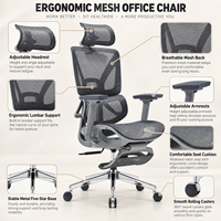 Chaise de bureau ergonomique en maille avec appui-tête et repose-pieds réglables pour poste de travail
