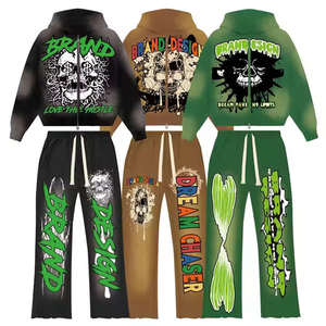 ชุดเสื้อผ้าฤดูหนาวสำหรับผู้ชาย ชุดเซ็ตสีพื้นแบบกำหนดเอง ผ้าฟลีซบุซับใน ซิปหน้า เสื้อฮู้ดดี้และกางเกงจ็อกเกอร์ ทรงปกติ มีกระเป๋าข้าง กันลม - Product Image 5