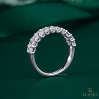 Bague de mariage demi-éternité en or blanc avec diamants de laboratoire émeraude et onze pierres, pour anniversaire, bijoux de luxe
