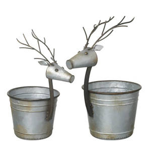 Pot de fleurs de renne en métal galvanisé d'intérieur personnalisable Design coloré pour les festivals, la maison et le jardin Finition enduite de poudre - Product Image 4