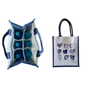 Vente en gros d'usine, petit fourre-tout personnalisé et luxueux de créateur Winery en jute de plage, sacs de 6 bouteilles en jute pour cadeaux - Product Image 5