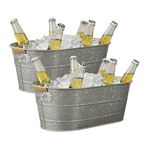 Stainless Oval Beverage <b>Tub</b> Party <b>Tub</b> Ice Bucket Top Quality Barware Wine Cooler Custom Printed LOGO Metal <b>Galvanized</b> Ice Bucket - Product Image 5