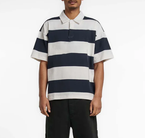 Chemise brodée pour polo, fil teint blanc marine avec motif imprimé numérique, longueur courte, motif imprimé - Product Image 5