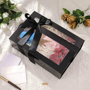 Grande boîte cadeau transparente avec fenêtre, boîte cadeau noire de 13.5x9x4.1 pouces pour cadeau contenant un ruban, une carte, une boîte de proposition de garçon d'honneur - Product Image 4