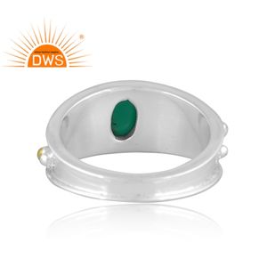 Bague en argent sterling 925 avec pierres précieuses en onyx vert naturel Bijoux personnalisés pour femme Cadeau pour elle - Product Image 4