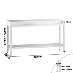 โต๊ะกลางสแตนเลสเชิงพาณิชย์ PREMIUM - 1500x800 มม. - พร้อมชั้นวางด้านล่าง - Product Image 2