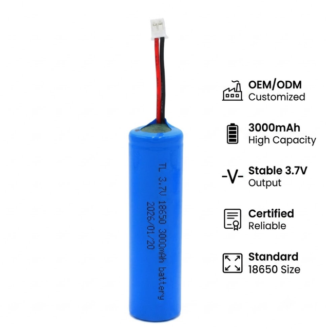 CE UN38.3 Certified 3.7V 1S1P 18650 Lithium Ion Battery 3000mAh Rechargeable Battery Pack for Smart Home Device Can Customized