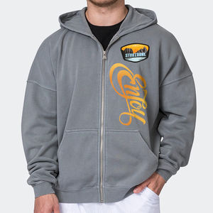 Oversized Pullover 100% Cotton Blended Hooded Hoodies Men Zip up <b>Hoodie</b> Custom Logo Full Zip Male Heavy Oversize Hoodies for Boy - Product Image 5